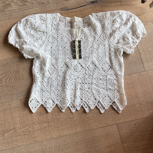 Ultra Pink Tops - Ultra Pink Cream Lace Blouse